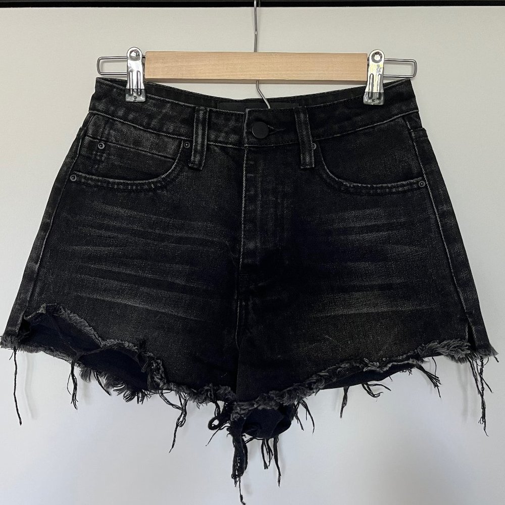 Alexander Wang Black Grey Denim Bite Shorts, 25